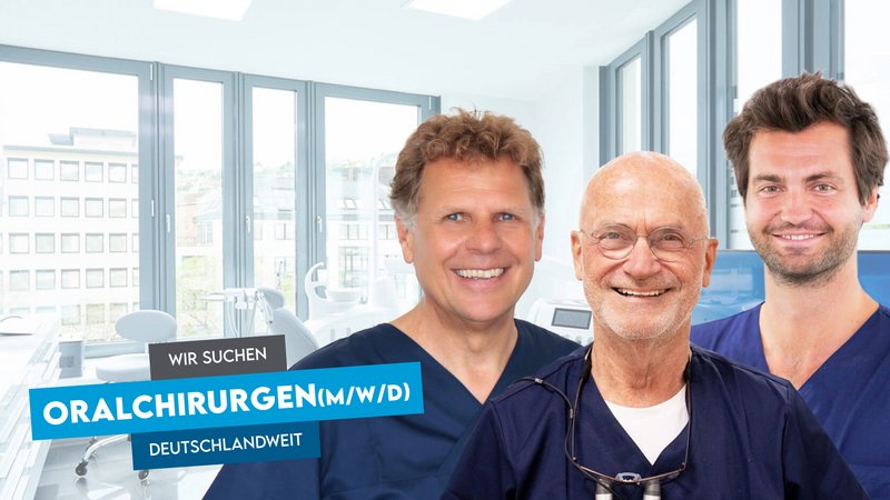 Thumbnail mit drei Chirurgen für Videoteaser zum Thema Oralchirurgie