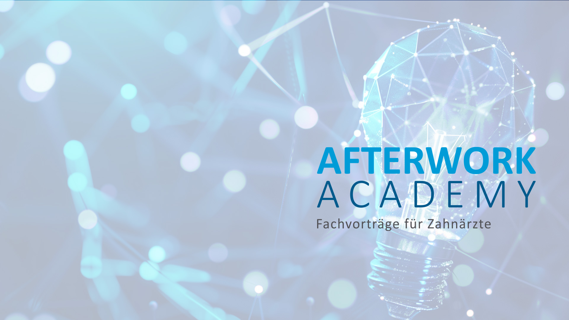 Logo Afterwork Academy mit Icons einer Glühbirne im Hintergrund